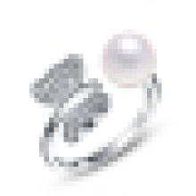 Женская мода Пресноводного жемчуга Бабочка с кристально стерлингового серебра кольцо